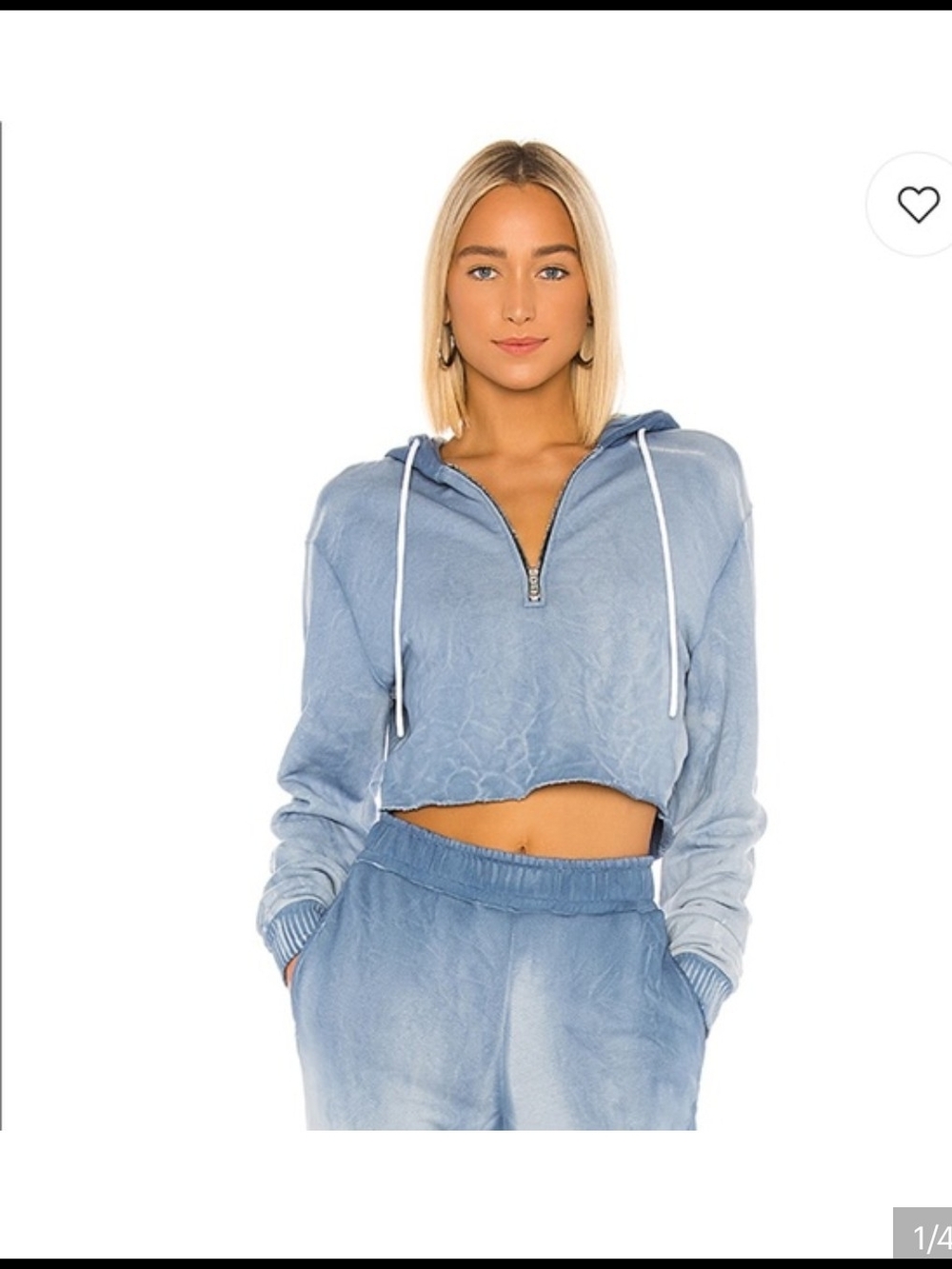 Cotton Citizen Revolve Rare Blue Cropped Hoodie And Jogger Set Xs Top S Bottom